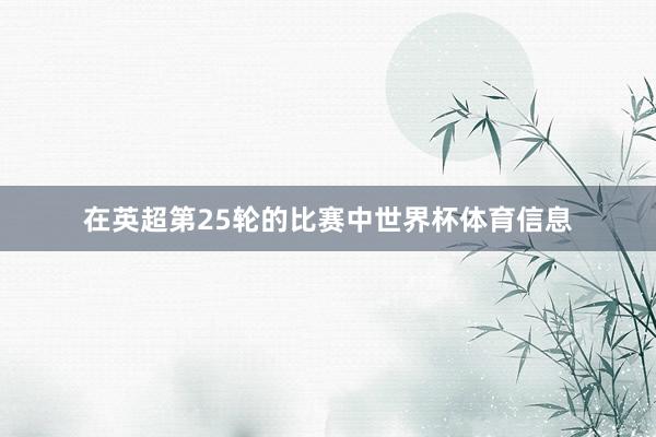 在英超第25轮的比赛中世界杯体育信息