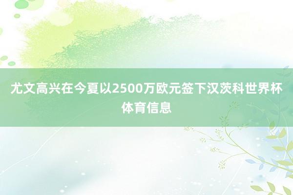 尤文高兴在今夏以2500万欧元签下汉茨科世界杯体育信息