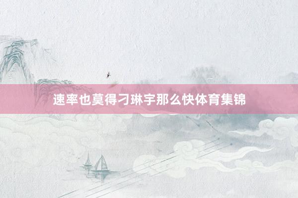 速率也莫得刁琳宇那么快体育集锦