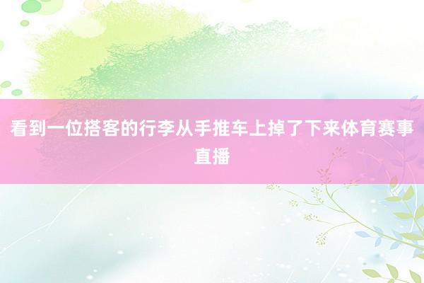 看到一位搭客的行李从手推车上掉了下来体育赛事直播