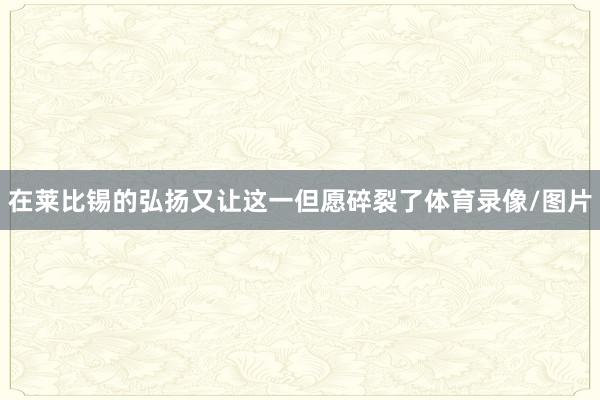 在莱比锡的弘扬又让这一但愿碎裂了体育录像/图片