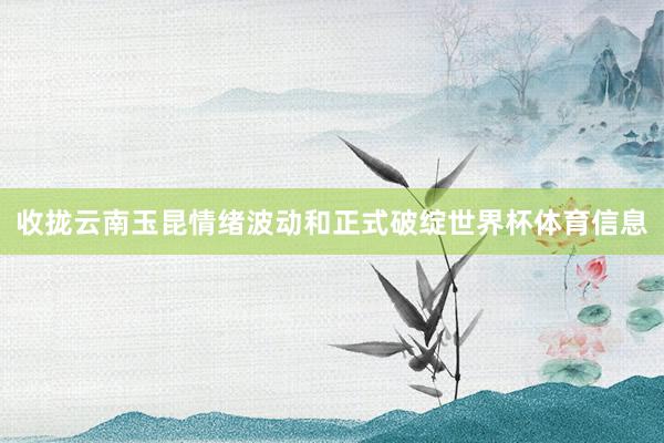 收拢云南玉昆情绪波动和正式破绽世界杯体育信息
