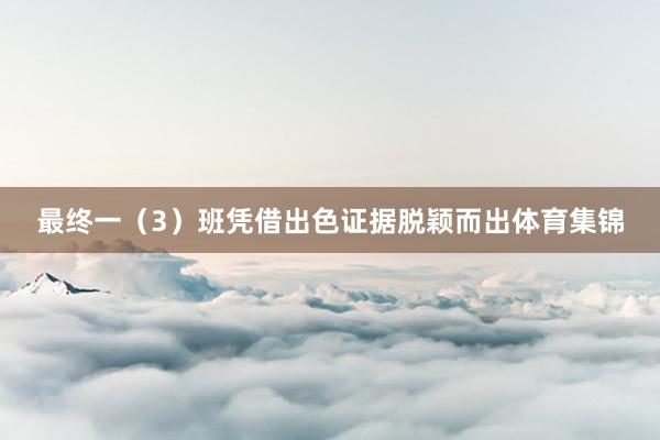 最终一（3）班凭借出色证据脱颖而出体育集锦