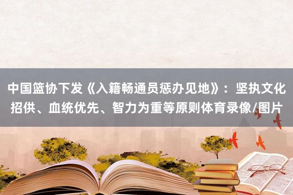 中国篮协下发《入籍畅通员惩办见地》：坚执文化招供、血统优先、智力为重等原则体育录像/图片