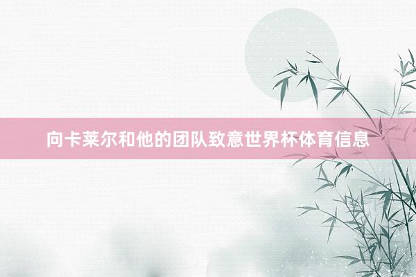 向卡莱尔和他的团队致意世界杯体育信息