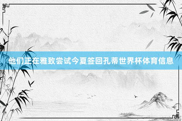 他们正在雅致尝试今夏签回孔蒂世界杯体育信息