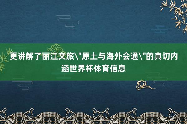 更讲解了丽江文旅