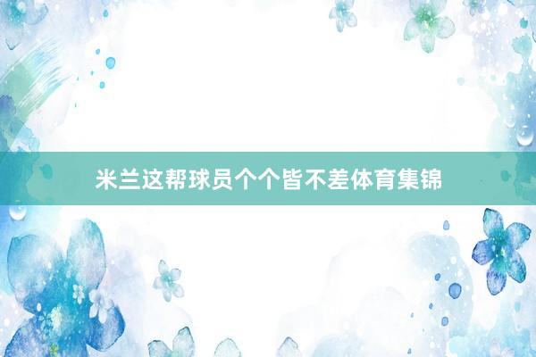 米兰这帮球员个个皆不差体育集锦