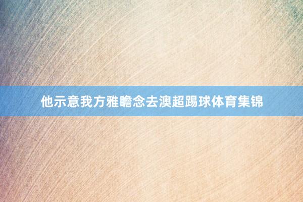 他示意我方雅瞻念去澳超踢球体育集锦