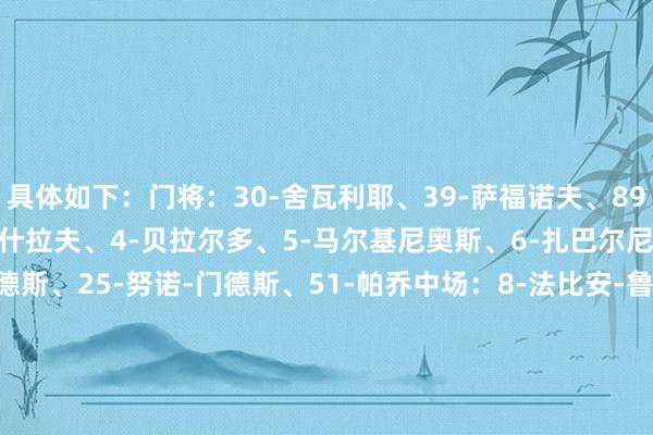 具体如下：门将：30-舍瓦利耶、39-萨福诺夫、89-雷纳托-马林后卫：2-阿什拉夫、4-贝拉尔多、5-马尔基尼奥斯、6-扎巴尔尼、21-卢卡斯-埃尔南德斯、25-努诺-门德斯、51-帕乔中场：8-法比安-鲁伊斯、17-维蒂尼亚、33-扎伊尔-埃梅里、87-若奥-内维斯先锋： 7-克瓦拉茨赫利亚、9-贡萨洛-拉莫斯、10-登贝莱、14-杜埃、19-李刚仁、29-巴尔科拉、49-姆巴耶    体育录像/图片