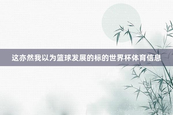 这亦然我以为篮球发展的标的世界杯体育信息
