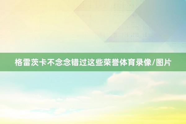 格雷茨卡不念念错过这些荣誉体育录像/图片