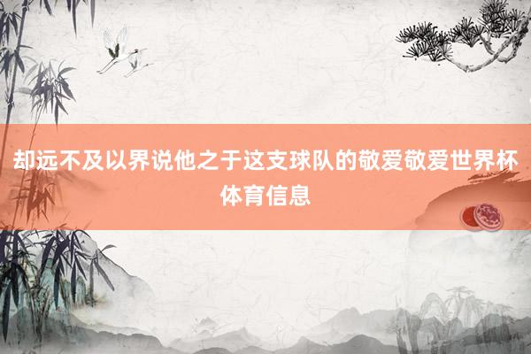 却远不及以界说他之于这支球队的敬爱敬爱世界杯体育信息
