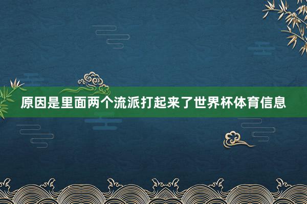原因是里面两个流派打起来了世界杯体育信息